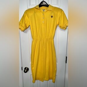 Lynn Davis Vintage Polo Bumble Bee Yellow Collared Casual Preppy Dress